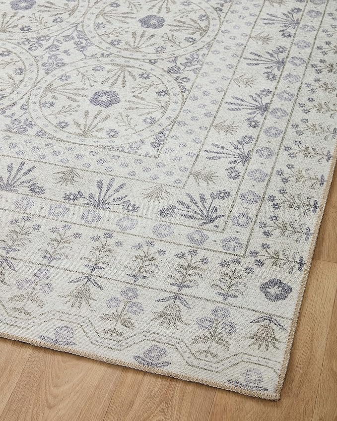 Loloi Rifle Paper Co. Maison Collection MAO-03 Rosette Ivory 2'-6" x 7'-6", .19" Pile Height, Runner Rug
