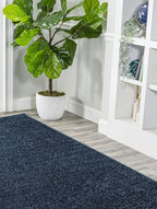 JONATHAN Y Haze Solid Low-Pile Navy Runner Rug 2x8, Coastal,Bohemian,Minimalist,Classic, Easy-Cleaning for Living Room,Bedroom,Kitchen,Pet Friendly,Non-Shedding (SEU100C-28)