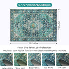 Moynesa Ultra-Thin Washable Area Rug - 4x6 Teal Living Room Rug Oriental Rugs for Bedroom, Non Slip Non Shedding Low Pile Entryway Carpet for Bedroom Dressing Room Office