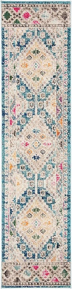 SAFAVIEH Madison Collection Runner Rug - 2'2" x 6', Dark Blue & Yellow, Boho Diamond Distressed Design, Non-Shedding & Easy Care, Ideal for High Traffic Areas in Living Room, Bedroom (MAD418N)