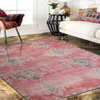 Fame Rugs Turkish Rug. Washable Vintage Oriental Antique Inspired Traditional Doormat Small Modern Area Rugs Luxury Entryway Entry Bedroom Bathroom Kitchen (379PP, 2'5 x 5')