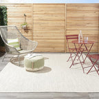 Nourison Home Courtyard Ivory Silver 7' x 10' Area Rug - Easy Clean, Non Shedding, Bed Room, Living Room, Dining Room, Kitchen (7' x 10')
