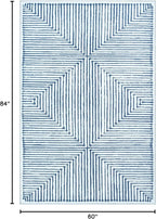 Bloom Rugs Washable Non-Slip 5' x 7' Rug - Blue/Ivory Striped Area Rug for Living Room, Bedroom, Dining Room, and Kitchen - Exact Size: 5' x 7'