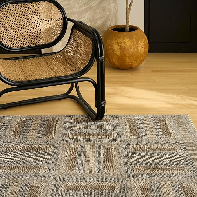 Nourison Home Nordic Grey Multicolor 4' x 6' Scandinavian Area Rug - Easy Clean, Non Shedding, Bed Room, Living Room, Dining Room, Kitchen (4' x 6')