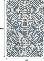 Dash and Albert Temple Wool Area Rug - 8.5 X 11.5 Ink Geometric Hand Micro Hooked Accent Rug - Durable, High Traffic Areas Hallway, Living Room, Stairs - Premium Luxury Hotel Quality Soft Breathable