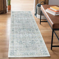 Bloom Rugs Washable Non-Slip 10 ft Runner - Cream/Light Blue/Teal Traditional Medallion Runner for Entryway, Hallway, Bathroom, and Kitchen - Exact Size: 2.5' x 10'