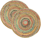 REDEARTH · Jute Cotton Chindi Area Rug - 3' Round Rug, Handwoven, Non-Shedding, Soft & Durable – Multi Tones for Home Décor in Living Room, Dining Room, Bedroom, Set of 2