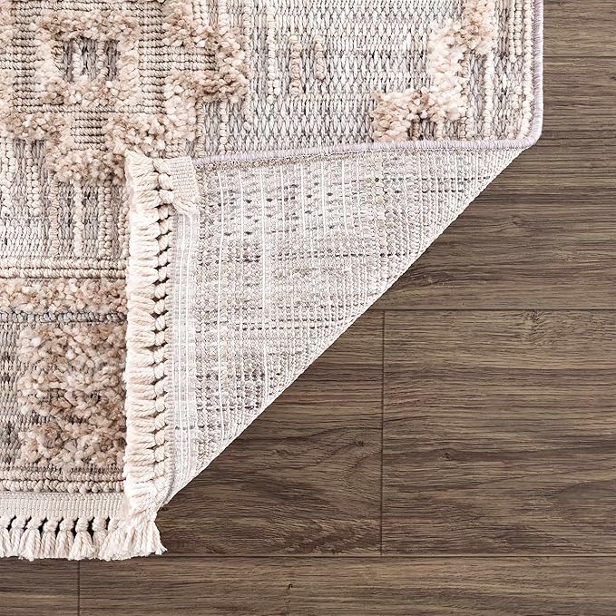 Hauteloom Ampusungan Living Room, Bedroom Area Rug - Farmhouse - Charcoal,Cream,Peach - 8'10" x 12'