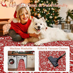 HUGEAR Christmas 6x9 Machine Washable Rugs Red Hallway Large Area Rug Indoor Accent Rug Floral Low Pile Carpet Soft Throw Aesthetic Rug Bedroom Living Room Office Dining Room Kitchen Laundry Room