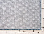 Unique Loom Outdoor Trellis Collection Area Rug - Tribal Trellis (10' x 14' 1" Rectangle, Blue/ Ivory)