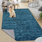 RUGSREAL Large Solid Color Area Rug 8x10 Machine Washable Rug Non-Slip Low-Pile Modern Area Rugs Contemporary Rug Home Office Throw Carpet for Living Room Bedroom, 8' x 10' Indigo