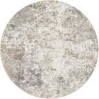 5ft Round Area Rug Living Room Rugs - 5x5 Washable Neutral Modern Abstract Soft Thin Rug Indoor Floor No Slip Rug Carpet for Bedroom Under Dining Table Home Office Decor - Brown Grey