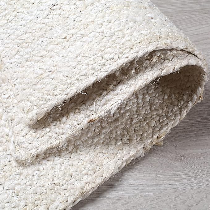 Hausattire Hand Woven Jute Braided Rug, 4'x6' – Off White, Reversible Boho Entry Area Rugs for Kitchen, Living Room I Farmhouse Indoor Outdoor Decorative Floor Rug, 48x72 Inches