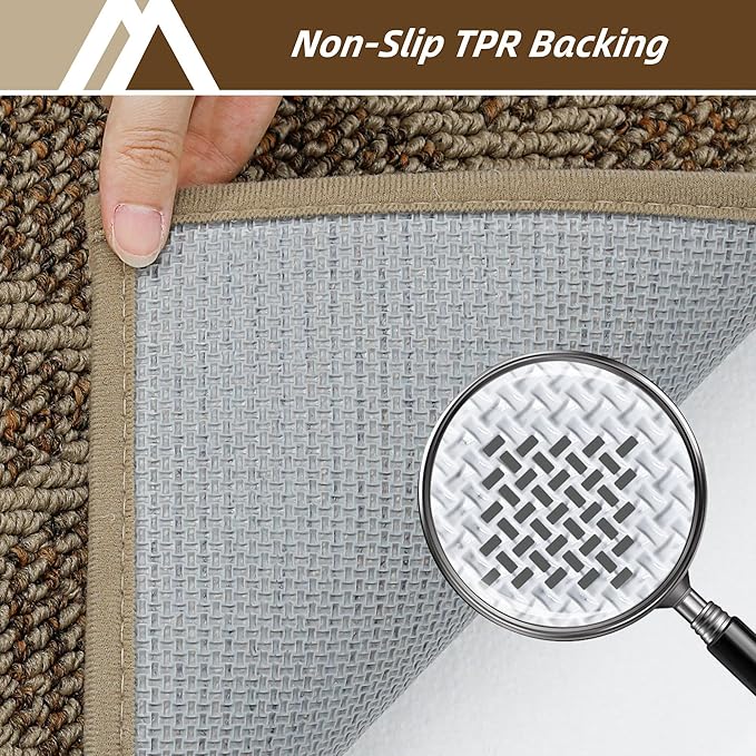 COSY HOMEER Non-Slip Door Mat 32"x48", Entryway Rugs Low Profile Absorbent Dirt Trapper Doormat for Front Entrance, Washable Polypropylene Entry Mat (Beige)
