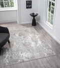 Adel Modern Area Rug for Living Room, 4x6 Rustic Distressed Abstract Gray Rug, Medium Pile Stain Resistant Carpet for Bedroom, Dining Room or Kitchen (4' x 6', Gray)