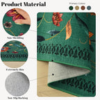 Vintage Medallion Floral 5x7 Area Rugs, Machine Washable Non-Slip, Low Pile Soft Carpet for Living Room, Bedroom, Dining Room, Farmhouse, Kids Playroom, Office | Green
