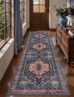 Ciicool Washable Runners Area Rug for Hallways, Ultra Soft 2x8ft Boho Runner Non-Slip Vintage Oriental Long Carpet for Kitchen Bedroom Laundry Bathroom