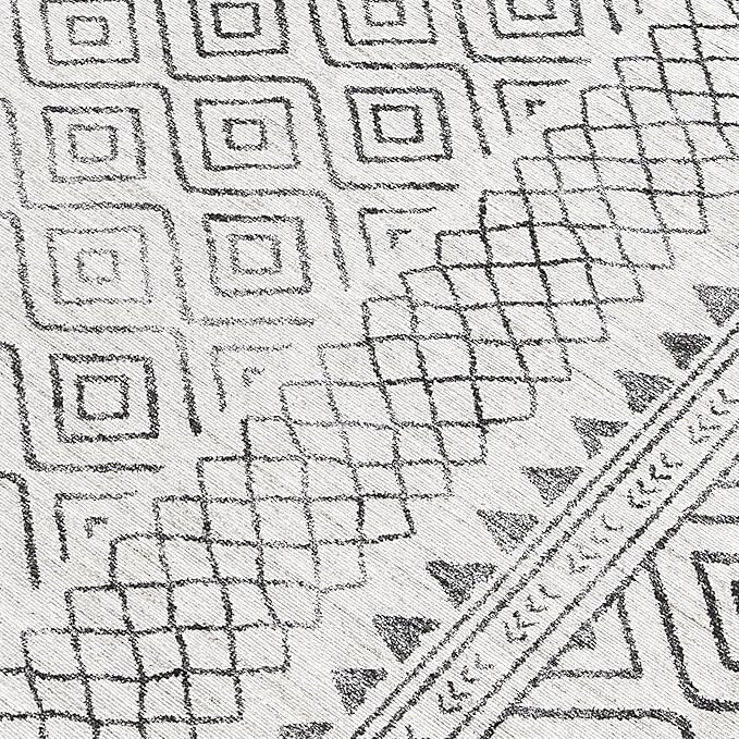ReaLife Rugs Machine Washable Area Rug Runner - Living Room Bedroom Bathroom Kitchen Entryway Office - Padded Low Pile Stain Resistant Premium - Boho Farmhouse Vintage - Aria - Ivory 2'6" x 6'