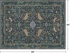 Traditional Washable Entryway Rugs, 3x4 Blue and Green Floral Kitchen Mat for Floor, Bedside, Rug for Laundry Room Floor Non Slip, Moody Stain Resistant Low Plie Carpet