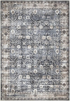 Bloom Rugs Washable Non-Slip 4' x 6' Rug - Black/Brown Traditional Area Rug for Living Room, Bedroom, Dining Room, and Kitchen - Exact Size: 4' x 6'