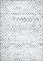 Bloom Rugs Washable Non-Slip 6' x 9' Rug - Ivory/Gray Traditional Moroccan Area Rug for Living Room, Bedroom, Dining Room, and Kitchen - Exact Size: 6' x 9'