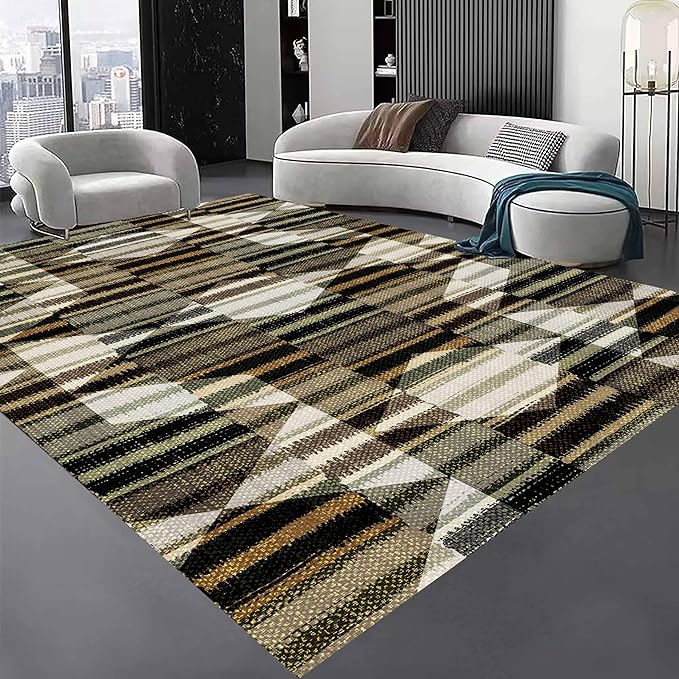 Large Living Room Area Rug 2x3ft,Modern Geometric Rugs, Multicolor Low Pile Farmhouse Carpet, Machine Washable & Non-Slip Non-Shedding for Classroom, Bedroom & Dorm