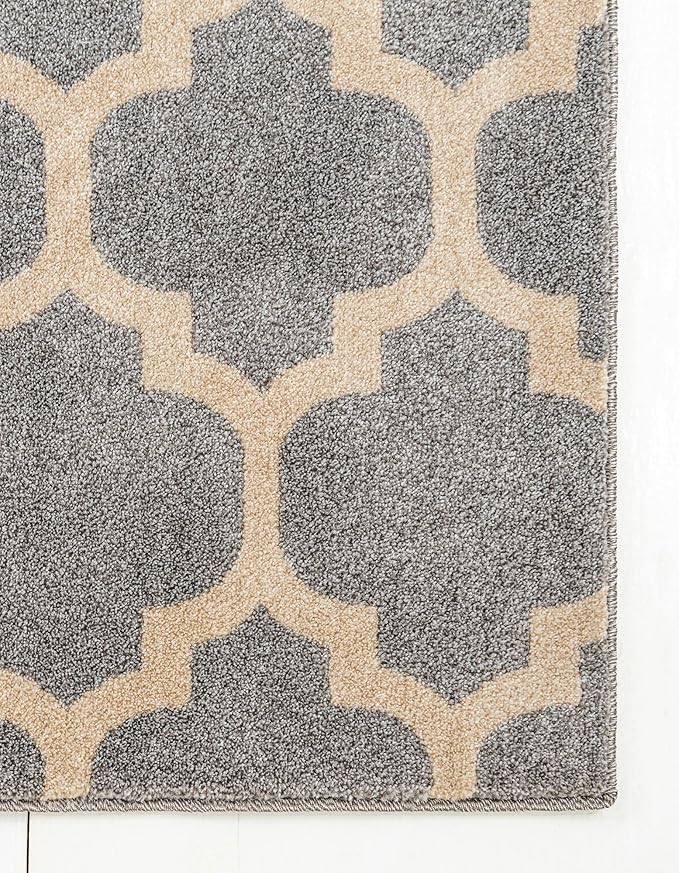 Rugs.com Lattice Collection Rug – 3' x 5' Light Gray Medium Rug Perfect for Entryways, Kitchens, Breakfast Nooks, Accent Pieces