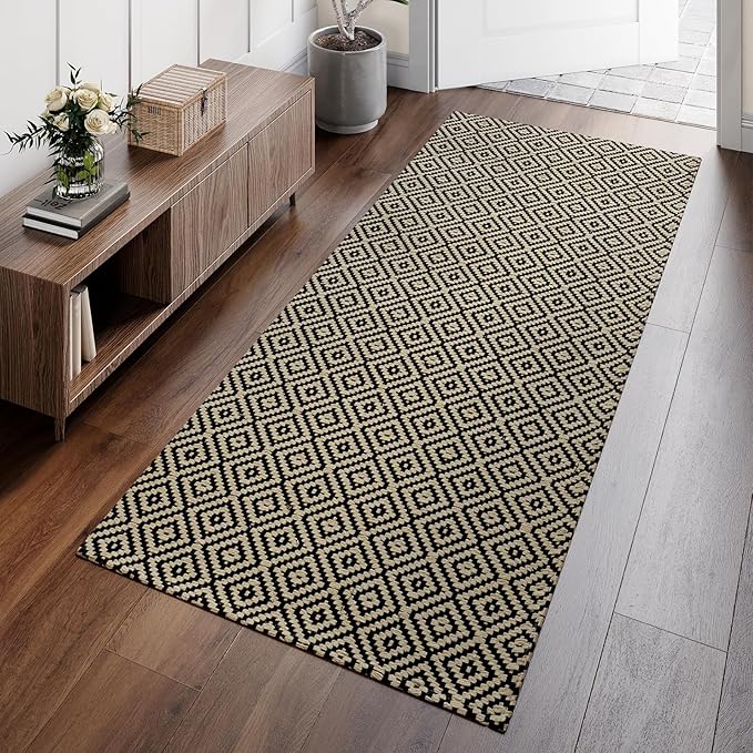 Hallway Runner Rug 2x6, Washable Kitchen Runners Non Slip, Ultra Thin Entryway Floor Mat Fit Under Door, Soft Low Pile Cotton Boho Carpet for Laundry Outdoor Bedroom
