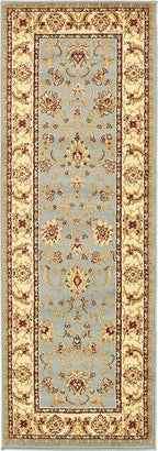 Unique Loom Voyage Collection Traditional Oriental Classic Intricate Design Area Rug (2' 2 x 6' 0 Runner, Light Blue/Gold)