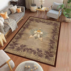 Vintage Pine Cone Area Rug 6x8ft Rustic Lodge Wooded Pine Cone Area Rug Wood Grain Star Leaf Distressed Indoor Non-Slip Washable Carpet for Dormitory Study Room Fireplace Office