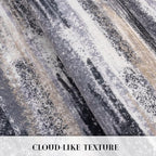 Modern Abstract Runner Rug 2.6x18, Grey Black Multi Washable Long Kitchen Runner Non-Slip Soft Hallway Rug Runner Thin Print Faux Wool Carpet for Entryway Bedroom Laundry Room Indoor Home Decor