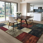 Tepook Modern Area Rug for Living Room, 5x7 Geometric Large Rugs for Bedroom, Washable Patchwork Rug Indoor Non-Slip Throw Carpets for Dining Room Office Farmhouse Home Decor, Multi
