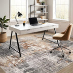 Area Rug Living Room Rugs - 9x12 Washable Large Soft Indoor Neutral Modern Abstract Low Pile Rug Carpet for Bedroom Dining Room Farmhouse Home Office - Grey Brown