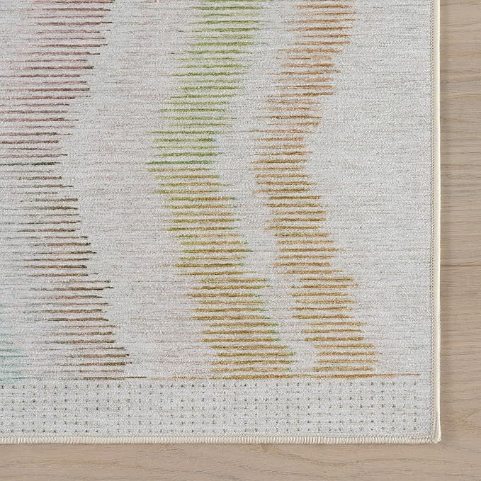 Dash & Albert Zarek Multi Machine Washable Rug, 3 X 5 Feet, Multicolored/White Chevron Pattern