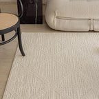jxgzyy Beige Area Rug, 0.36'' Thick Low Pile Textured Rug, Modern Aesthetic Solid Carpet for High Traffic Area, Stain-Resistant Kitchen Rug with Non-Slip Backing, 5x7