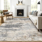 10x14 Area Rugs Living Room: Washable Large Abstract Modern Soft Rug Stain Resistant Indoor Floor Non Slip Accent Carpet for Bedroom Nursery Playroom Office Dining Room Dorm Home House- Gray Brown