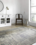 Loloi Teagan Collection TEA-05 Denim/Slate 6'-7" x 9'-2" Area Rug, Large, Soft Neutral Rug, High-Traffic for Living Room, Bedroom, Home Office, Dining Area