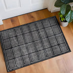 Rugshop Bohemian Stripe Lines Washable Non Slip Area Rug 2' x 4' Black