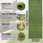 Ottomanson 2'7" x 47' Artificial Faux Grass Rug - Realistic Turf with UV Protection - Perforated for Easy Drainage - Durable, Hose-Off Synthetic Lawn Carpet for Indoor & Outdoor Use, Green