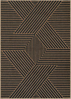 Lahome Modern Geometric Outdoor Easy Jute Rug, 5x7 Patio Living Room Rug Large Black Carpet for Bedroom, Farmhouse Washable Indoor Outdoor Carpet for Dining Room Backyard Deck