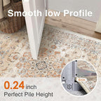HUGEAR Entryway Machine Washable Area Rugs 2x3 Vintage Orange Small Neutral Style Non Slip Stain Resistant Low Pile Throw Carpet for Hallway Kitchen Retro Aesthetic Modern Decor