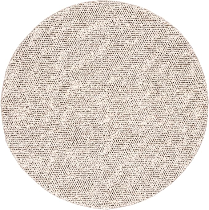 SAFAVIEH Natura Collection Area Rug - 10' Round, Beige, Handmade Wool Blend, Textured Design, Ideal for Living Room, Bedroom, Dining Space (NAT620B)