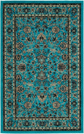 Rugs.com Yasmin Collection Rug – 5' x 8' Turquoise Medium Rug Perfect for Bedrooms, Dining Rooms, Living Rooms