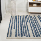 JONATHAN Y Khalil Modern Berber Stripe Cream/Navy Indoor Area Rug, 8x10, Contemporary, Bohemian, Easy-Cleaning for Living Room, Bedroom, Kitchen, Pet Friendly, Non-Shedding (MOH207E-8)
