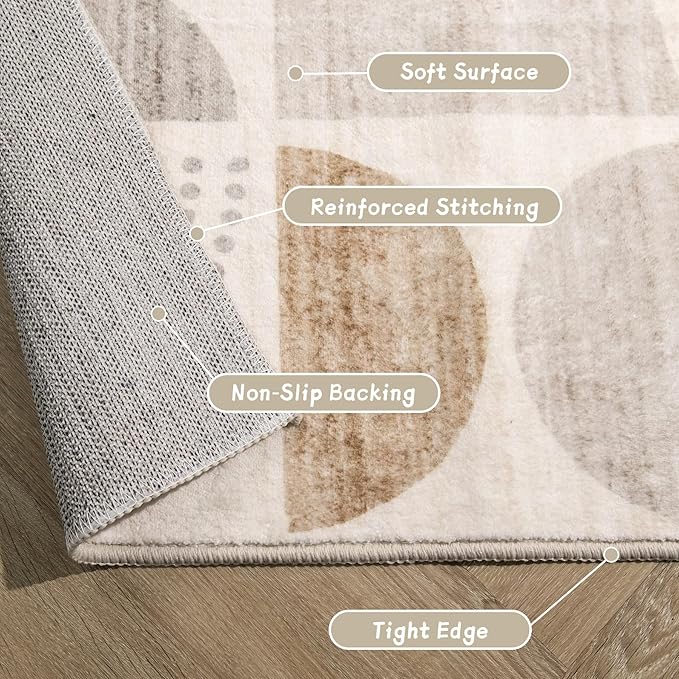 MUJOO 9x12 Area Rugs,Washable Rugs for Living Room Bedroom Dining Room,Large Boho Throw Floor Carpet Non Slip Soft Modern Abstract Bohemian Neutral Beige