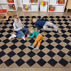 Lahome Checkered Easy Jute Patio Rug, 6x9 Washable Indoor Outdoor Rug, Farmhouse Neutral Non Slip Non Shedding Low Pile Floor Carpet for Deck Living Dining Room Office Mudroom