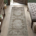 jinchan Vintage Floral Runner Rug 2x5 - Machine Washable Distressed Design Non-Slip Low-Pile Soft Thin Carpet for Hallway Kitchen Farmhouse Bedroom Entryway Laundry Room (2x5ft, Brown)