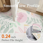 Floral Runner Rug 3x10 Washable Hallway Pink Bedroom Non Slip Cute Long Kitchen Carpet Botanical Indoor Soft Accent Rug for Bathroom Dining Laundry Living Room