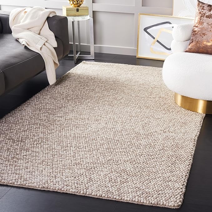 SAFAVIEH Area Rug 5x8 - Natura Collection - Beige, Handmade Wool Blend, Textured Design, Ideal for Living Room, Bedroom, Dining Space (NAT620B)