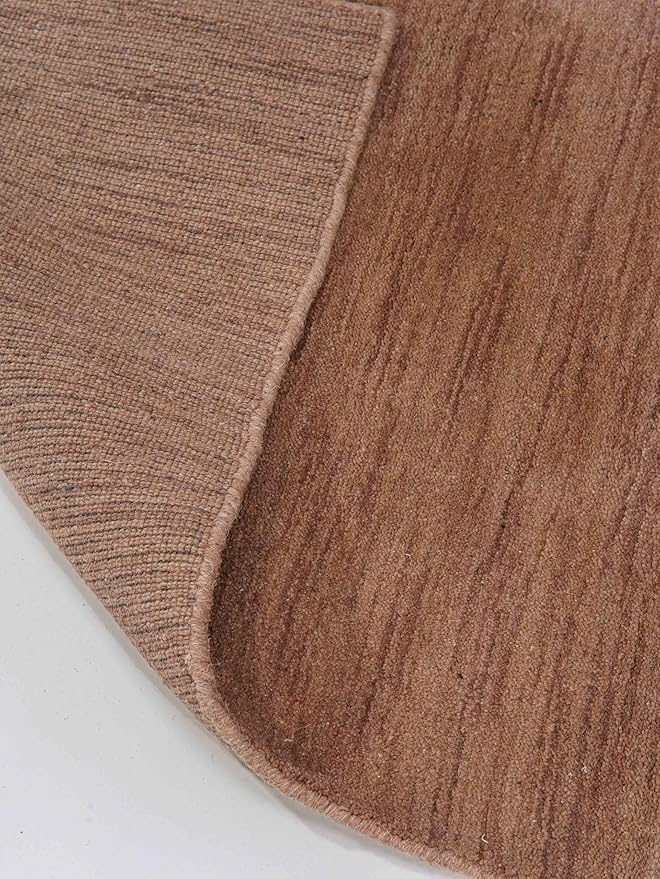Hand Knotted Loom Wool ECO-Friendly Area Rugs - 4'x6', Rectangle, Light Brown Color, Solid Plain Design, High Pile Thick Handmade Anti Skid Rugs for Living Room (L00111)